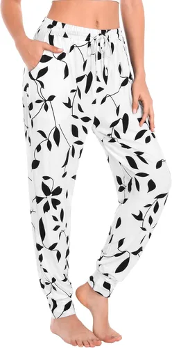 Vista 9 de Envlon - Pantalones de yoga para mujer, sueltos, ligeros, pantalones de entrenamiento, con cordón, cómodos, joggers casuales, con bolsillos Negro