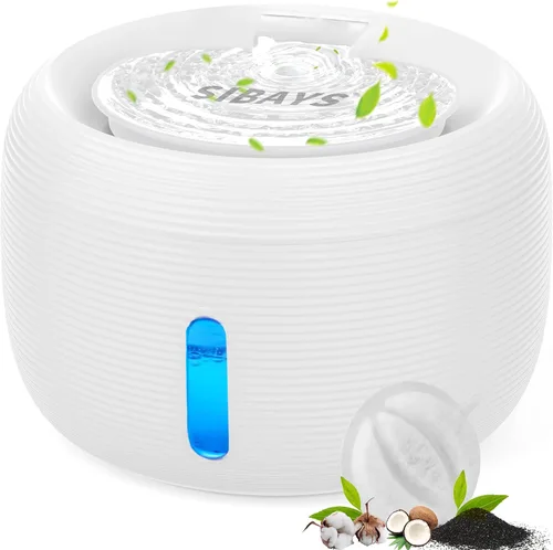 Vista 8 de SIBAYS Fuente de agua para gatos, fuente de agua para mascotas de gran capacidad de 3.5L/118 onzas, dispensador automático silencioso de agua