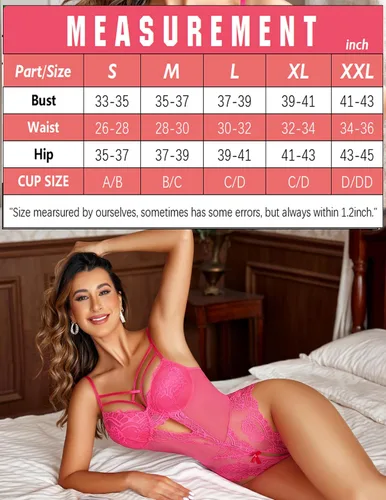Vista 6 de Avidlove Body de lencería con arnés de encaje floral para mujer, camisón de una pieza
