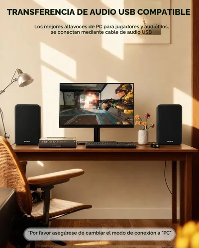 Vista 4 de Par de altavoces activos para estantería: estéreo con cable de 5 Negro
