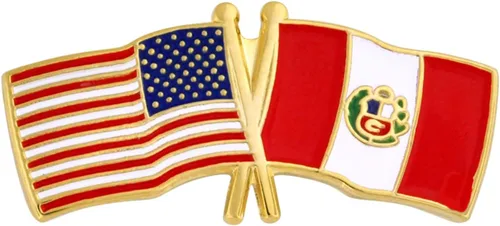 Vista 146 de PinMart Pin de solapa esmaltado con bandera de la amistad cruzada de Estados Unidos y el mundo