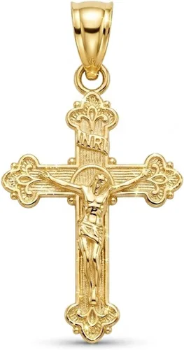 Vista 7 de Colgante de crucifijo de oro – 10 quilates de oro macizo – Colgante de cruz – Joyería de cruz religiosa Pequeño