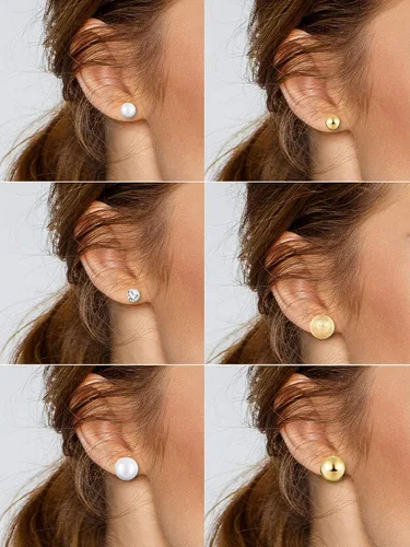 Vista 4 de BBTO Juego de 24 pares de aretes de perlas de cristal, joyería para mujeres y hombres
