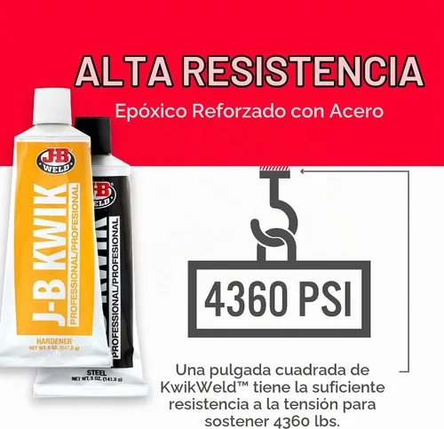 Vista 3 de J-B Weld 8271 KwikWeld - Paquete doble de epoxi reforzado de acero de tamaño profesional, 10 onzas
