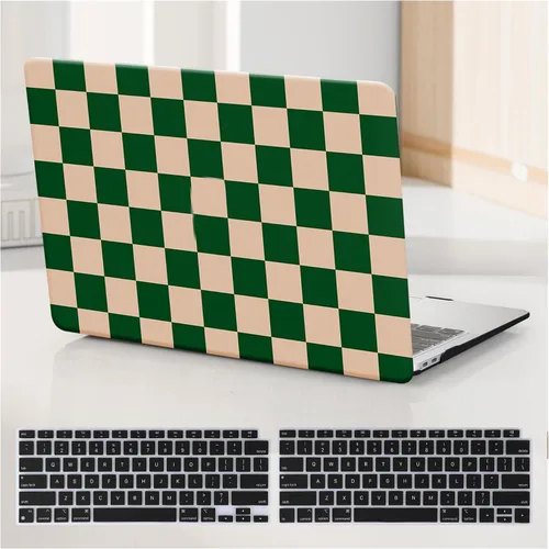 Vista 25 de Funda compatible con MacBook Air de 13 pulgadas (versión 2010-2017). Modelos: A1466 / A1369, funda rígida de piel crema texturizada a cuadros, sin