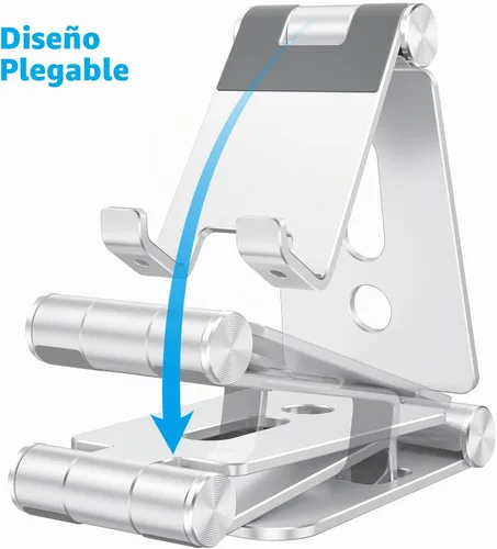 Vista 3 de OMOTON Soporte plegable para teléfono celular, C4 soporte de teléfono de aluminio portátil, base de acoplamiento ajustable para teléfono compatible