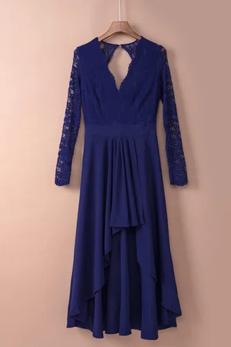 Vista 6 de Elegante vestido de noche de cóctel asimétrico alto y bajo de moda para mujer