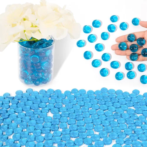 Vista 13 de Cuentas de vidrio para jarrones, cuentas decorativas de 0.97 libras, canicas planas para soporte de flores, manualidades, piedras de Mancala Blanco
