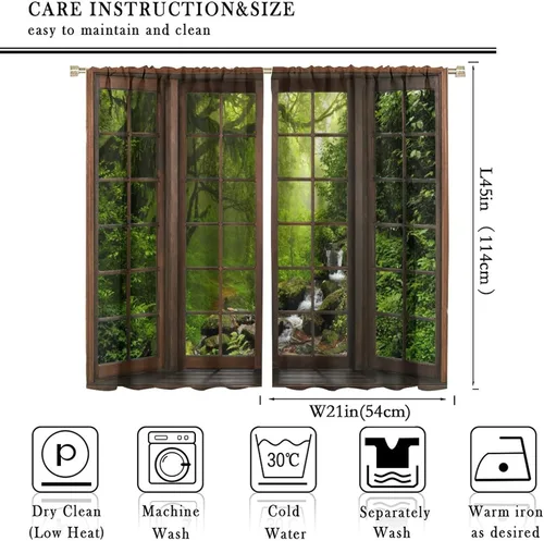 Vista 2 de Cortinas con Vista Natural, Estampado de Patrón de Río y Bosque Hermoso para Ventana, Cortinas Oscuras Aisladas para Dormitorio o Sala de 2 Paneles