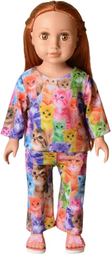 Vista 78 de QPANCY Conjunto de pijamas a juego para niñas y muñecas, pijamas de manga larga para otoño e invierno