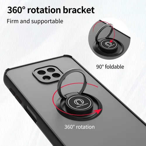 Vista 7 de TJS - Funda compatible con Motorola Moto G Power 2021 (azul claro) with Tempered Glass Screen Protector Metal Ring Magnetic Support Kickstand