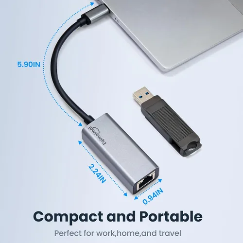 Vista 6 de Adaptador Ethernet USBC Paquete de 2, 2 adaptadores de red Gigabit Ethernet TypeC a RJ45 compatible con Windows, MacOS, Linux y más TypeC a RJ45