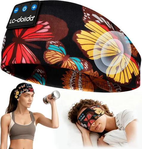 Vista 16 de LC-dolida Auriculares para dormir Bluetooth 5.4, con diadema inalámbrica, máscara de sueño para dormir, deportes, regalos, entrenamiento, correr