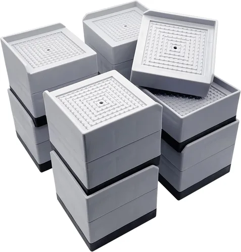 Vista 9 de Elevador de Cama, Bloques de Elevación de Muebles, Estabilizadores de 3 Pulgadas de Alta Resistencia para Cama, Sofá, Escritorio, Mesa, Soporte