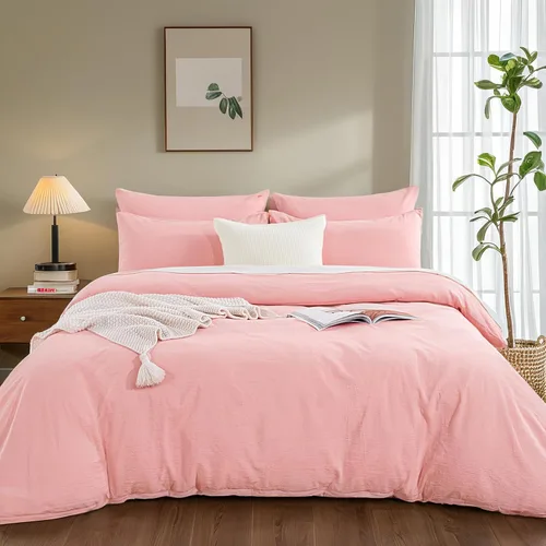 Vista 386 de NEXHOME PRO Funda de edredón Twin XL 100% algodón lavado, transpirable, duradera, texturizada, similar al lino, juego de ropa de cama para el hogar
