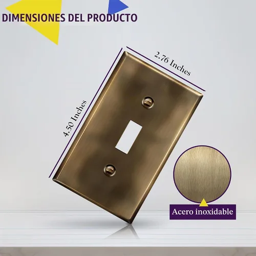 Vista 3 de ENERLITES Placa de pared metálica para interruptor de luz de palanca, cubierta de interruptor de acero inoxidable, resistente a la corrosión