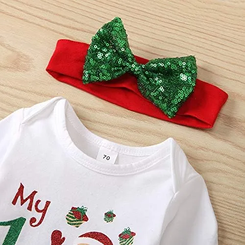 Vista 9 de Conjunto de body + falda tutú, calentadores de piernas+diadema con lazo para Navidad