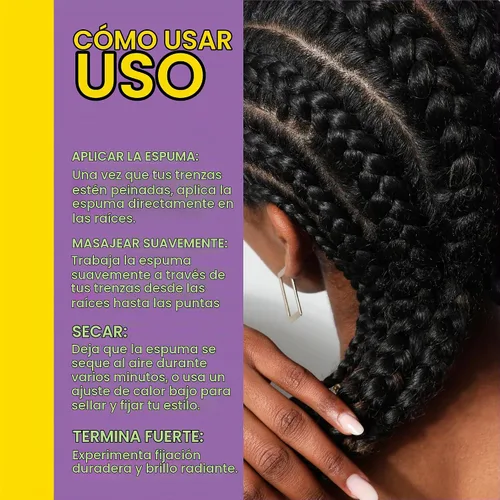 Vista 6 de LOCK'N SLEEK - Mousse para cabello rizado, espuma para peinar rizos y trenzas, 8 onzas líquidas