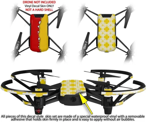 Vista 2 de Skin Decal Wrap Pack 2 para DJI Ryze Tello Drone Ripped Colors Red Yellow Drone NO Incluido