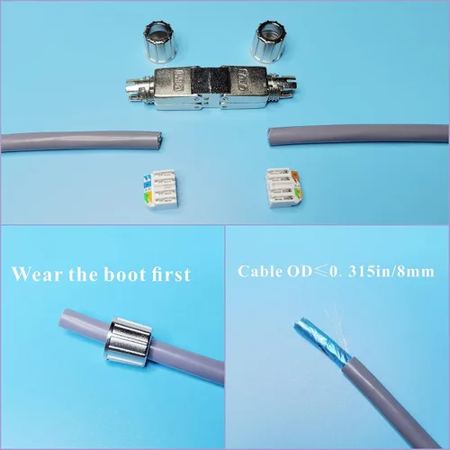 Vista 3 de Caja de conexiones Ethernet, conector de empalme a tope de cable de red CAT6A/CAT6E/CAT6/CAT5E/CAT5E/CAT5, terminal de tipo perforado blindado sin