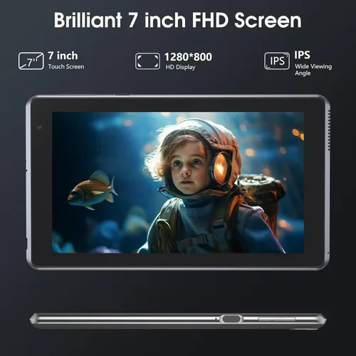 Vista 4 de Tablet de 7 pulgadas, Tablet Android con, 2GB+32GB+1TB (Expandible), Quad-Core, BT, Wi-Fi, Educativa, Música, Cámara Dual