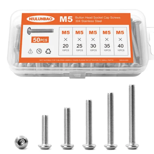 Vista 17 de Tornillos de cabeza de botón M3 x 4 mm, 6 mm, 8 mm, 10 mm, 12 mm, tornillos de cabeza de botón, acero inoxidable 304, totalmente roscado, unidad