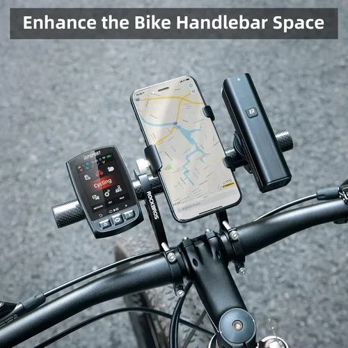 Vista 2 de ROCKBROS Extensor de manillar de bicicleta, soporte doble para manillar de bicicleta, extensión de manillar de bicicleta, ligero y duradero