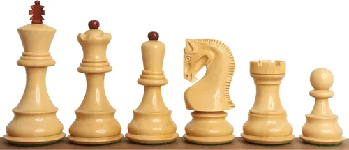 Vista 3 de Royal Chess Mall - Juego de Ajedrez Zagreb Ruso 59' de 3.9" - Solo piezas de ajedrez - Brote doble ponderado de madera de rosa