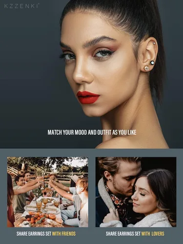 Vista 3 de Aretes negros y dorados para hombres y mujeres, con corona retro, hipoalergénicos, de acero inoxidable, con circonita cúbica