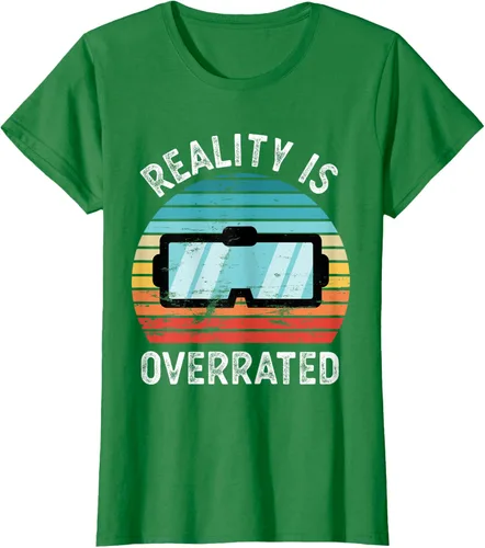 Vista 30 de Reality is Overrated VR - Camiseta divertida de regalo de realidad virtual, Negro, S