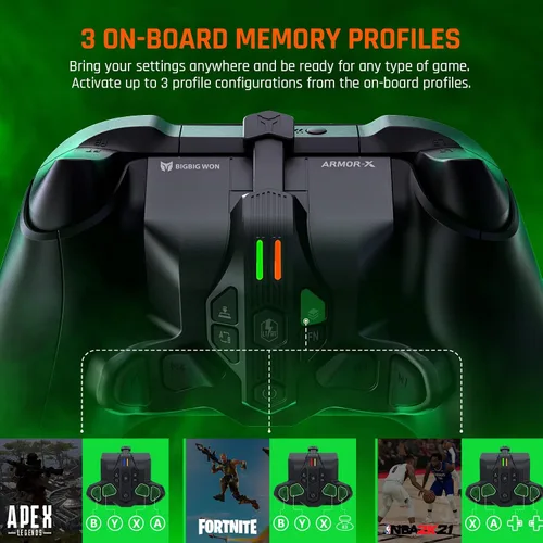 Vista 5 de BIGBIG WON Paletas para Xbox Series XS Controller, ARMOR-X para Xbox Series XSXbox OneSwitchWin, mapeo inalámbrico de accesorios de botón trasero