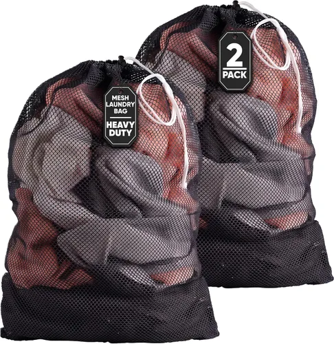 Vista 18 de Bolsa de lavandería de malla XL de Handy Laundry - Duradera, lavable a máquina con cierre de cordón seguro - Perfecta para dormitorios Negro