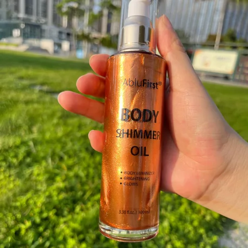 Vista 2 de Shimmer - Aceite corporal de 3.4 fl oz, purpurina facial para verano, luz hidratante para el cuerpo, brillo brillante, no pegajoso, iluminador e