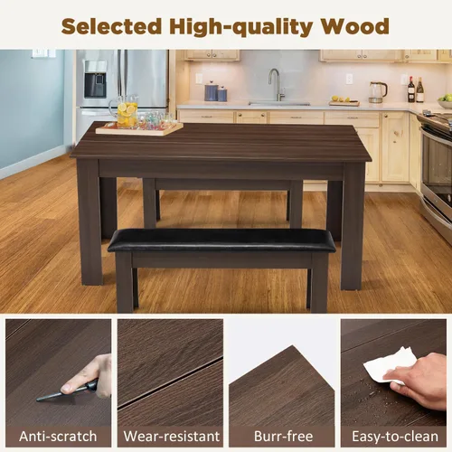 Vista 4 de ECOTOUGE Mesa de comedor de madera para 6-8, 63 pulgadas de largo x 31 pulgadas de ancho x 30 pulgadas de alto, mesa rectangular grande de granja