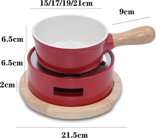 Vista 5 de Juego de fondue de queso, juego de fondue de aleación de aluminio, incluye ollas de cerámica, olla de porcelana de primera calidad para queso