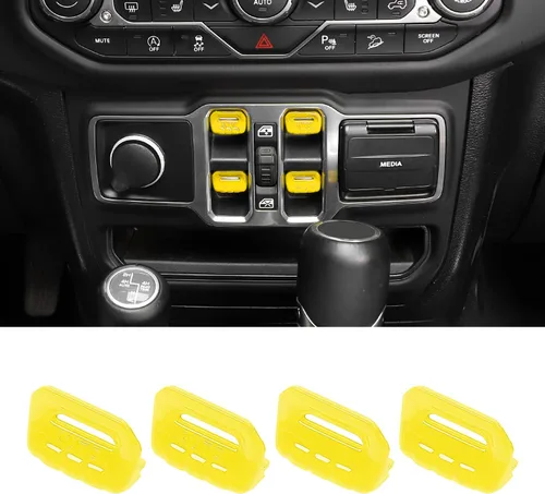 Vista 8 de RT-TCZ - Cubierta decorativa para interruptor de botón de ventana de consola central, accesorios interiores compatibles con Jeep Wrangler JL JLU
