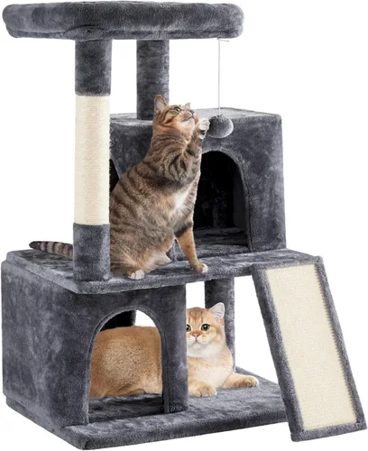 Vista 13 de Yaheetech Árbol para gatos para mascotas de interior, condominio en torre de 36 pulgadas con percha extragrande, postes rascadores, tabla, bola