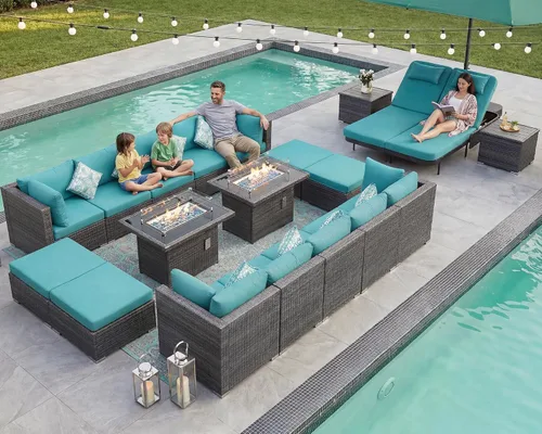 Vista 110 de NICESOUL Juego de muebles de patio de ratán extra grande con mesa para fogata de gas y propano, 29.3 pulgadas, respaldo alto, cómodos conversaciones