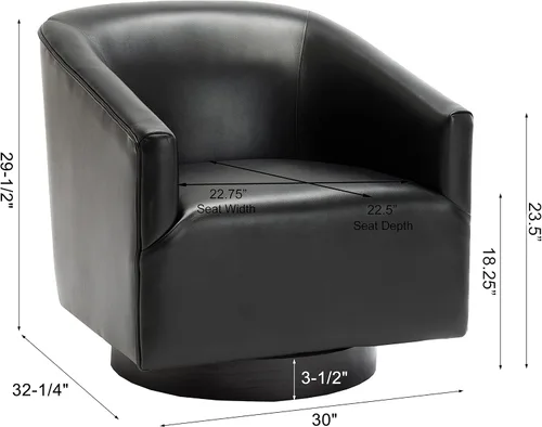 Vista 2 de NewCosmos Silla giratoria con base de madera negra Garland