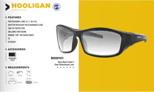 Vista 6 de Bobster Hooligan anteojos de sol fotocromáticos, color negro, talla única