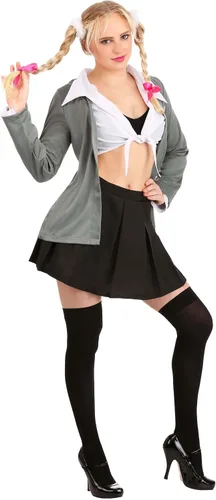 Vista 2 de Disfraz de estrella del pop milenario para mujer, disfraz de Halloween para adultos, colegiala