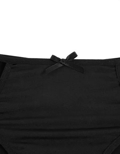 Vista 6 de MakeMeChic Conjunto sexy de 6 piezas de bragas con corte de encaje en contraste con estampado de leopardo para mujer, Leopardo