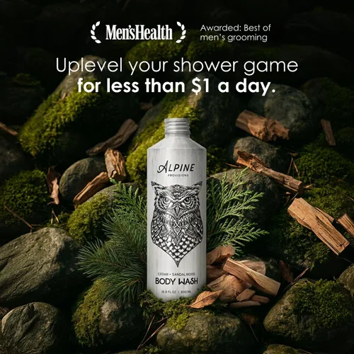 Vista 5 de Alpine Provisions Gel de baño natural y orgánico con cedro y sándalo – Gel de baño hidratante con aloe vera, aceite de coco y aceites esenciales