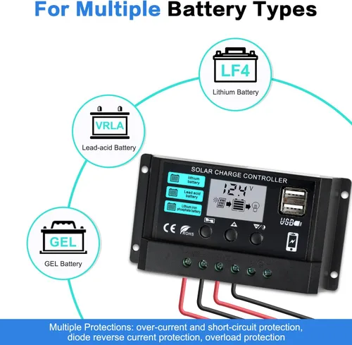 Vista 11 de TBER - Kit de panel solar de 50 W/12 V con controlador de carga de 10 A, cargador de batería solar monocristalino para mantenimiento de batería