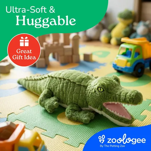 Vista 6 de The Petting Zoo Peluche de cocodrilo, regalos para niños, animales de vida silvestre Earth Keeperz, juguete de peluche de cocodrilo verde Zoologee