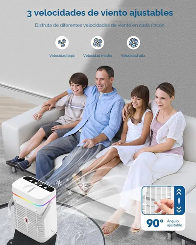 Vista 3 de Aire Acondicionado Portátil, Mini Aire Acondicionado Portátil de 1250ml Ventilador de Enfriamiento de Aire Ventilador de Aire con 3 Velocidades