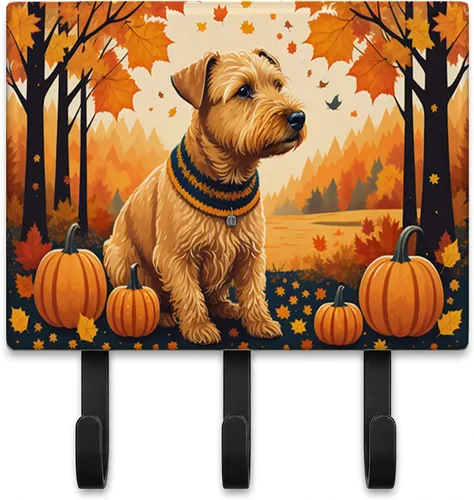 Vista 29 de Affenpinscher - Correa de otoño o llavero Affenpinscher Fall artwork on ceramic tile with three steel hooks for keys, leashes, towels