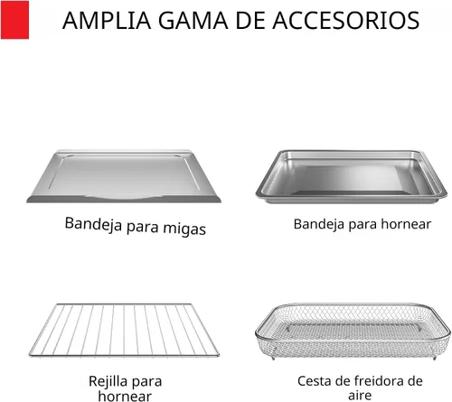 Vista 8 de TOSHIBA ChefFry - Combo de horno tostador y freidora de aire, gran capacidad de 26.4 cuartos de galón, horno tostador de encimera 12 en 1, acero