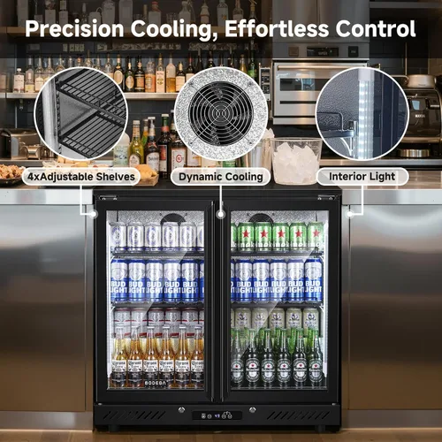 Vista 4 de BODEGA COOLER - Enfriador de barra trasera de 2 puertas, refrigerador comercial de bebidas de 7.4 pies cúbicos, refrigerador de bebidas debajo
