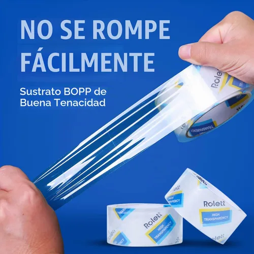 Vista 3 de Rolett Cinta de embalaje, 12 rollos de cinta de envío, cinta de embalaje resistente de 1.88 pulgadas x 60 yardas, repuesto de cinta de embalaje
